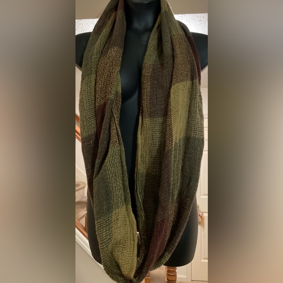 Plaid Colorblock Infinity Scarf - 100% Acrylic - Picture 2 of 4